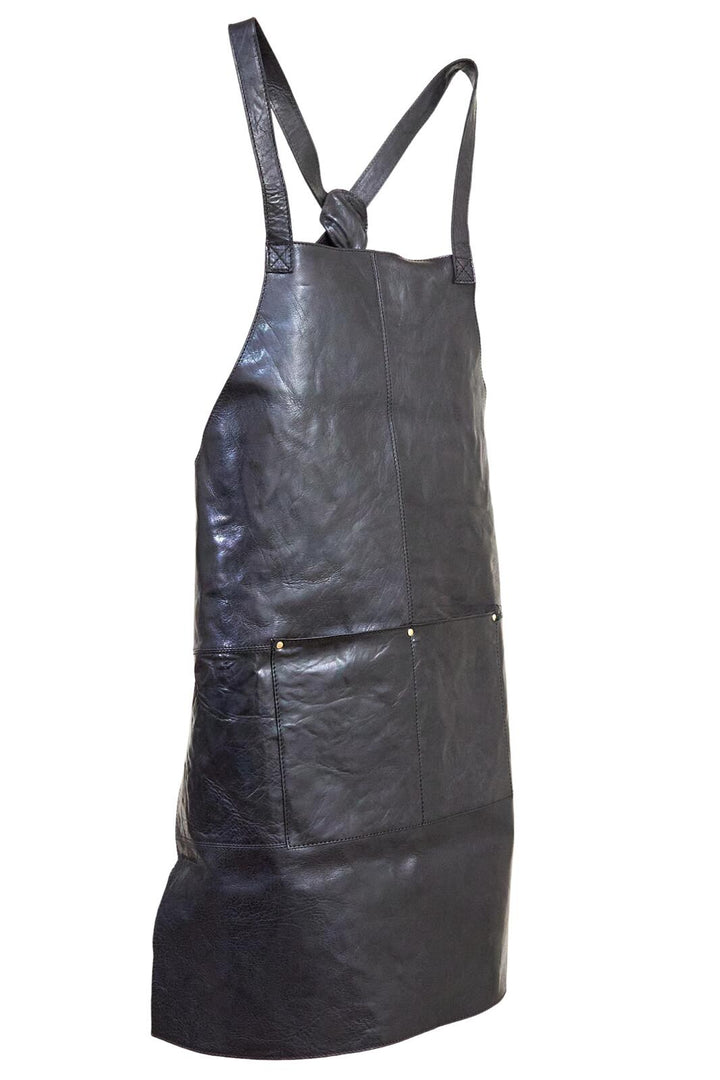 Pierre Cardin Professional Leather Apron Butcher Woodwork Hairdressing Barber Chef - Black