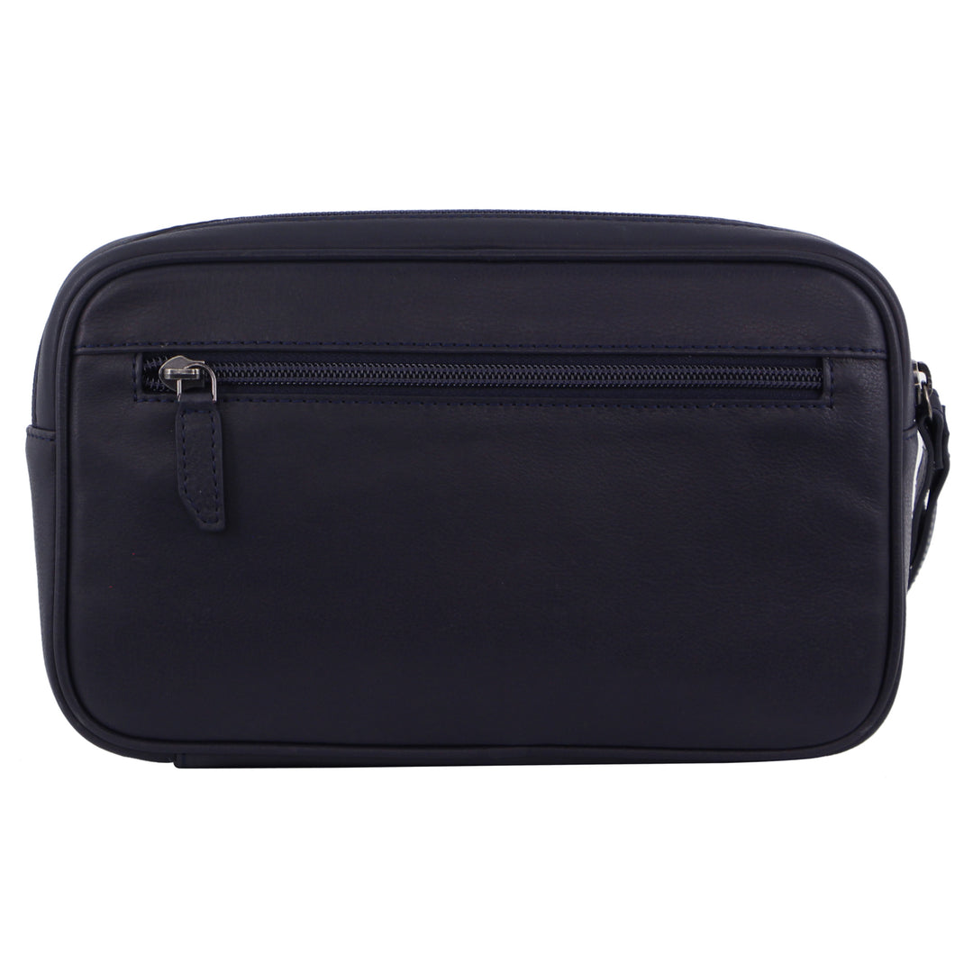 Pierre Cardin Mens Leather Organizer Bag Toiletry Case - Navy