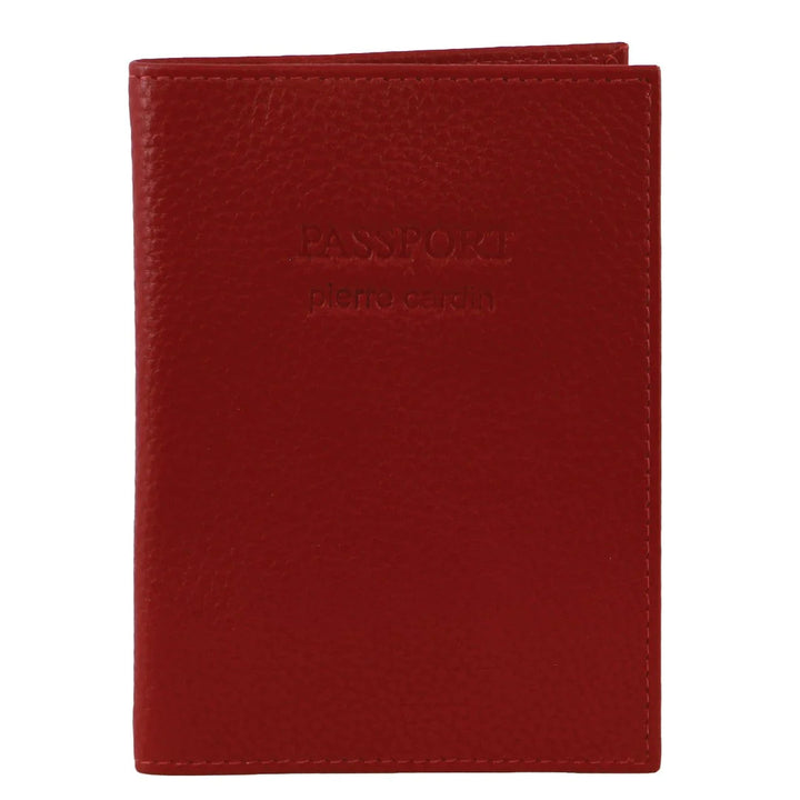 Pierre Cardin Slim Leather Passport Wallet Holder RFID Case Cover - Red