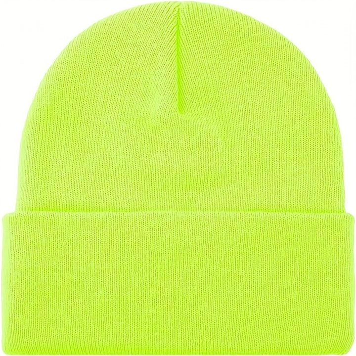 PLAIN BEANIE Unisex Mens Womens Winter Warm Hat Ski Cap Knit One Size - Fluro Yellow