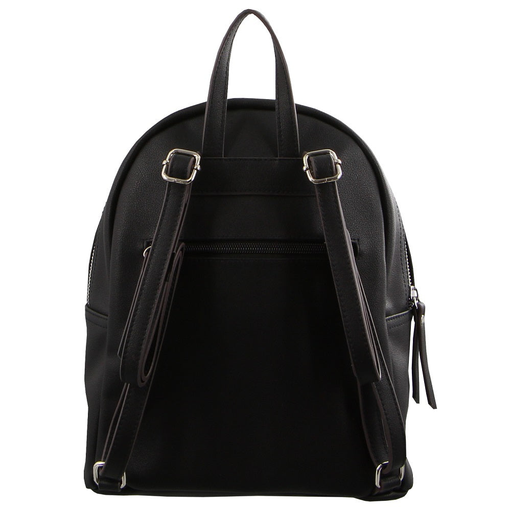 Milleni Black Leather Look Backpack Bag with Bow Detail