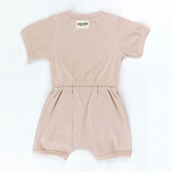 Ponchik Babies + Kids - Ribbed Cotton Romper - Sugar Cookie - 0-3 months