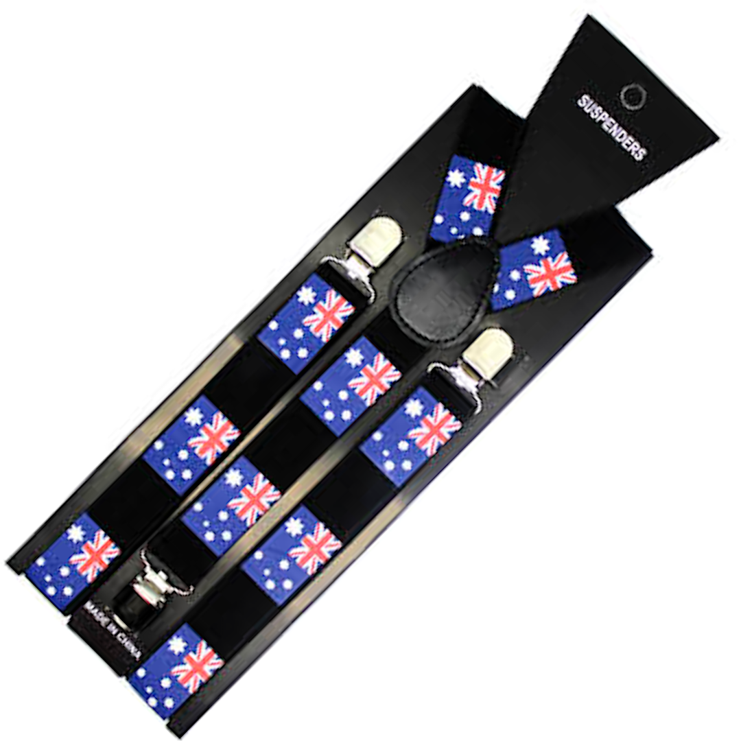 Mens Suspenders Braces Adjustable Strong Clip On Elastic Formal Wedding Slim - Australia Flag