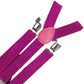 Mens Suspenders Braces Adjustable Strong Clip On Elastic Formal Wedding Slim - Hot Pink (Glitter)