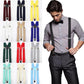 Mens Suspenders Braces Adjustable Strong Clip On Elastic Formal Wedding Slim - Hot Pink (Glitter)