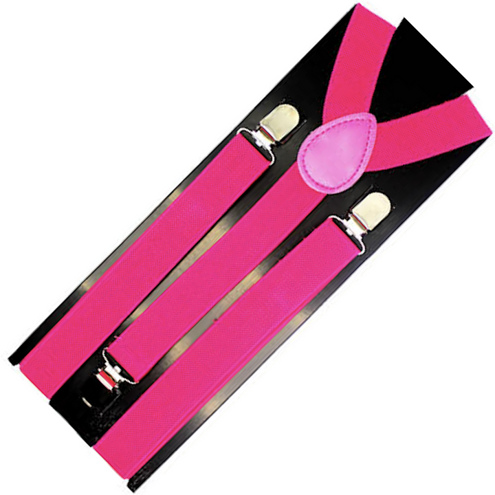 Mens Suspenders Braces Adjustable Strong Clip On Elastic Formal Wedding Slim - Pink