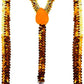 SEQUIN SUSPENDERS Unisex Adjustable Braces Clip On Elastic Y-Back  - Orange