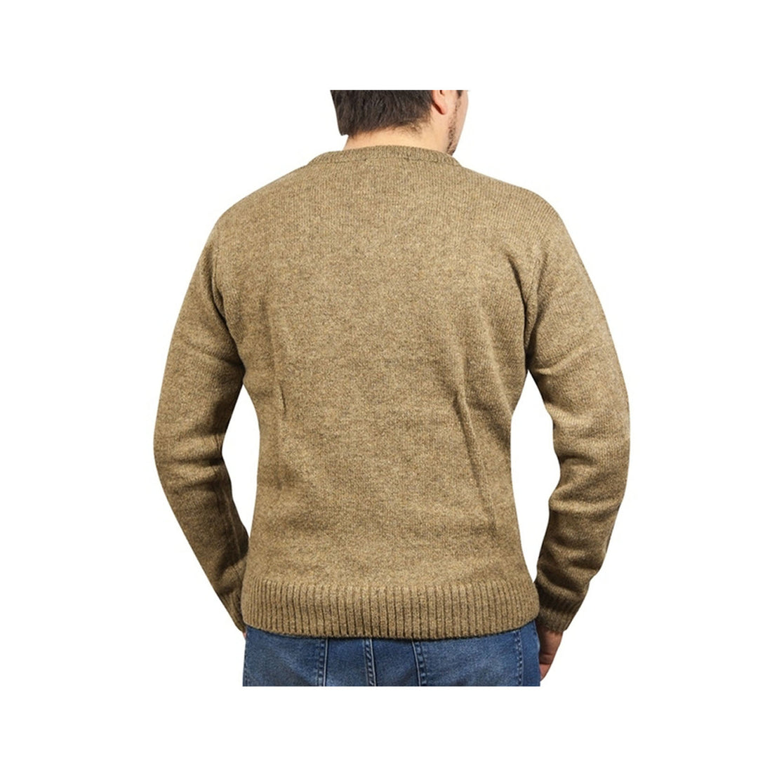 100% Shetland Wool V Neck Knit Jumper Pullover Mens Sweater Knitted - Nutmeg (23) - 4XL