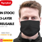 TIGERPLAST Fabric Face Mask Washable Reusable Mask Protect Anti-Microbial Mouth Cover - Black