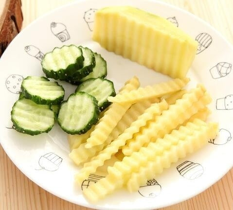 JELLY KNIFE Stainless Steel Blade Potato Vegetable Crinkle Wavy Cutter Slicer