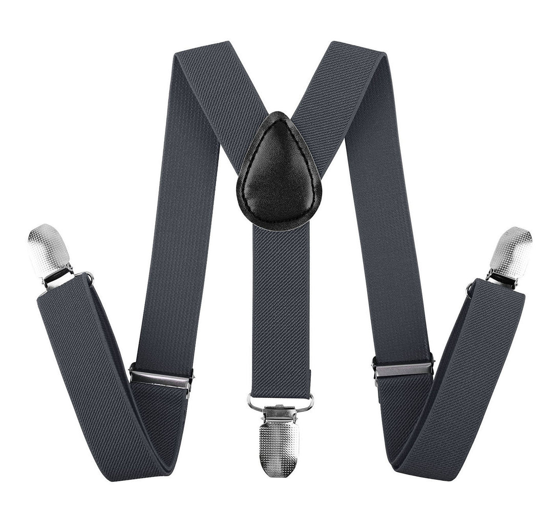 35mm WIDE SUSPENDERS Mens Adjustable Braces Clip On Trouser Elastic Y-Back - Black