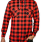 Mens Cotton Flannelette Shirt w Jersey Hood Long Sleeve Flannel - Red/Black - 6XL