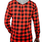 Mens Cotton Flannelette Shirt w Jersey Hood Long Sleeve Flannel - Red/Black - 6XL