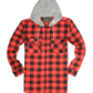 Mens Cotton Flannelette Shirt w Jersey Hood Long Sleeve Flannel - Red/Black - 6XL