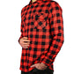 Jacksmith Quilted Flannelette Shirt Mens Jacket 100% Cotton Padded Warm Winter Flannel - Red/Black - 4XL