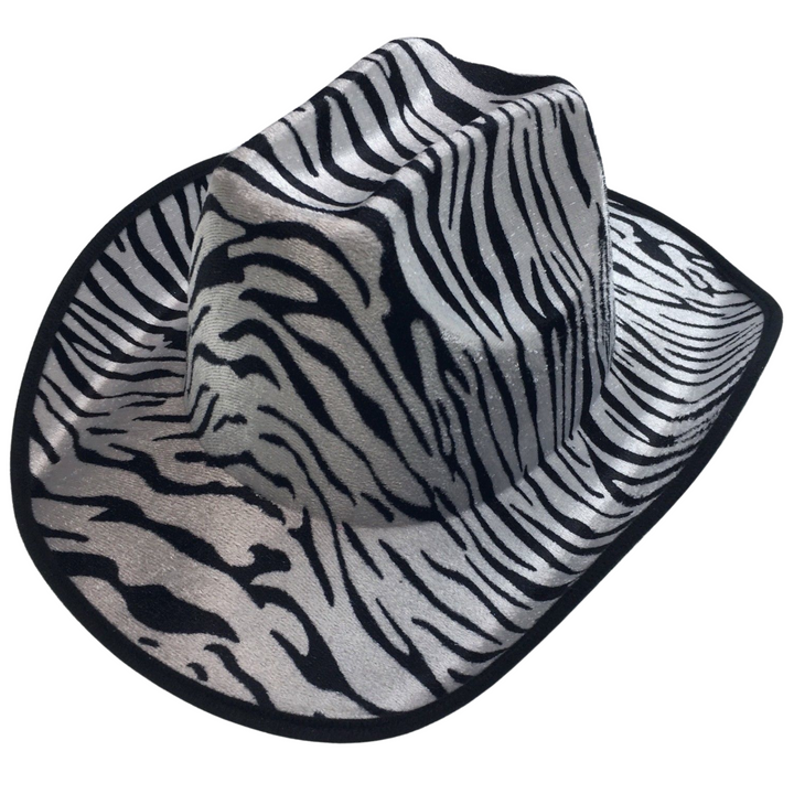 ZEBRA HAT Adult Cowboy Print Wild West Costume Party Fancy Dress Fedora