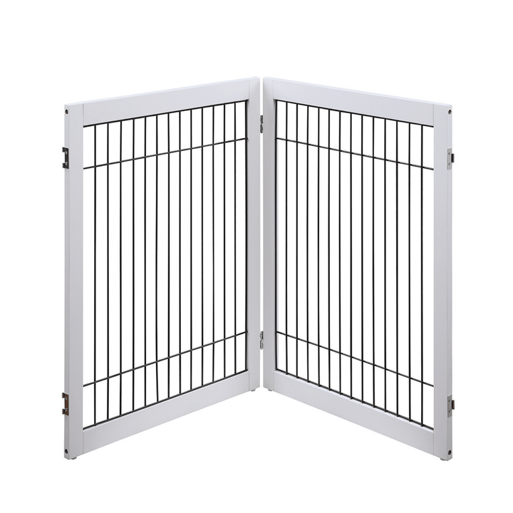 Wooden Dog Pen and Pet Gate Two-Panel Extension, White