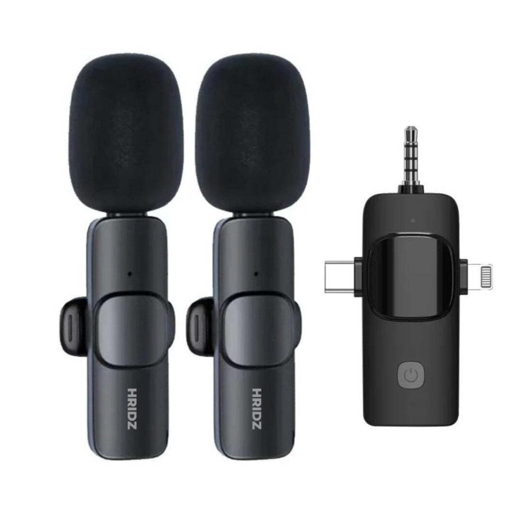 Hridz K31 Wireless Mini Microphone 3 in 1 for iOS, Android, Camera Smartphone DSLR Desktop Laptop