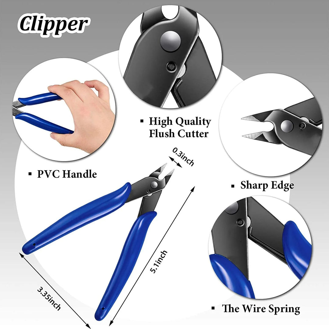 170-Blue Flush Cutter Mini Diagonal Cutting Pliers Side Cutter Nippers Wire Cutter