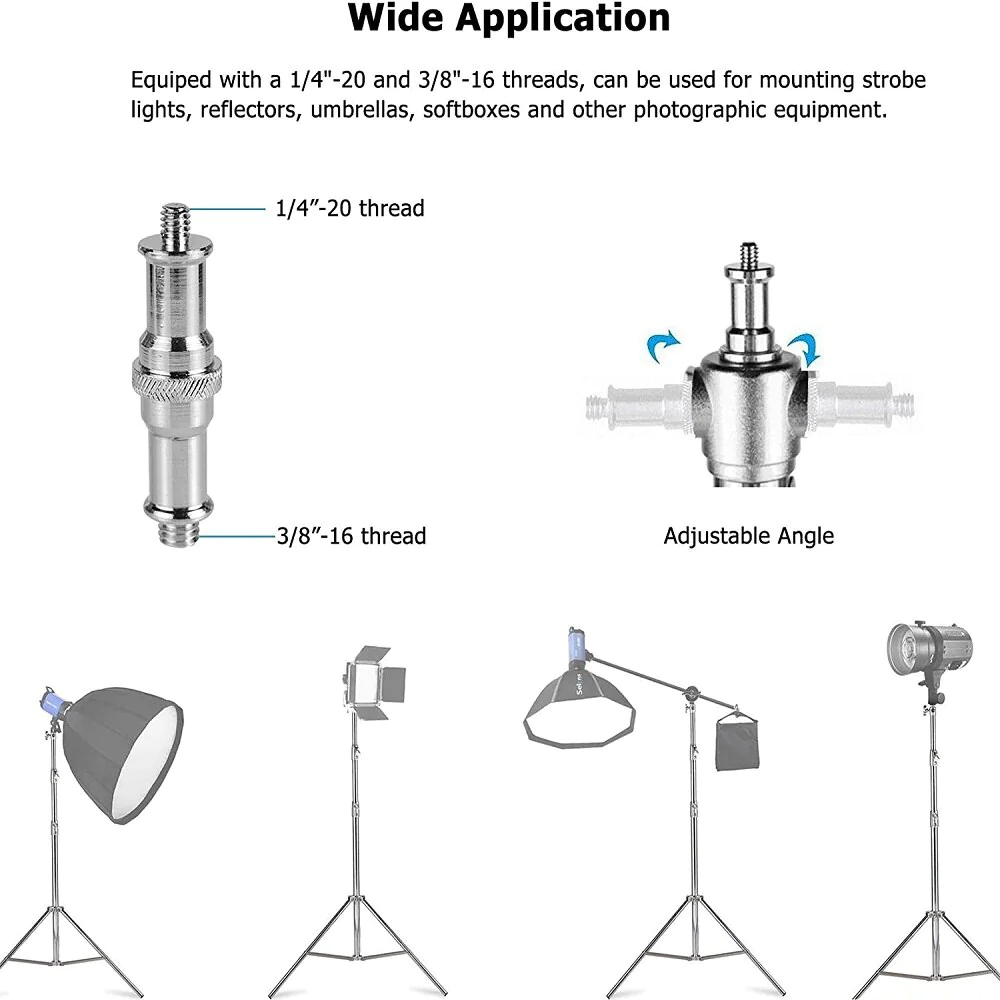 3Pcs 260cm Heavy Duty Stainless Steel Light Stand for Photo and Video