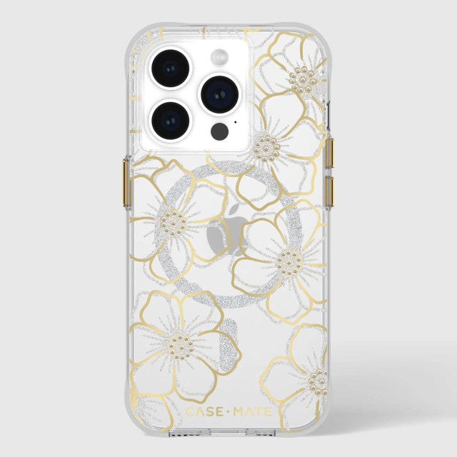 Case-Mate Floral Gems MagSafe Case For iPhone 15 Pro - Gold