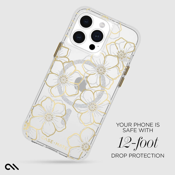 Case-Mate Floral Gems MagSafe Case For iPhone 15 Pro Max - Gold