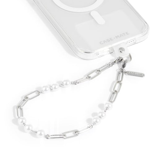 Case-Mate Link Chain Phone Wristlet Silver Pearl