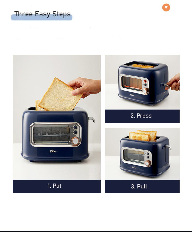 BEAR Double Slots Bread Toaster With Glass Window DSL-C02X1