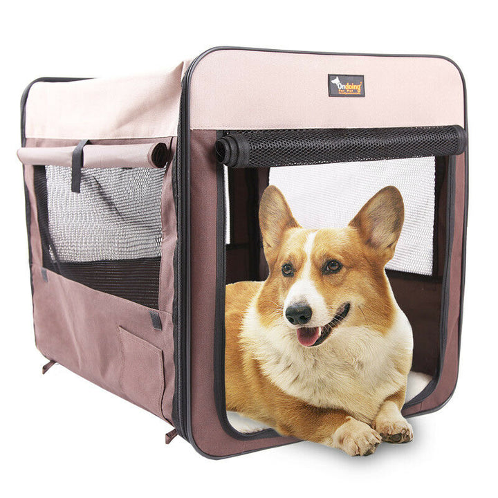 Pet Carrier Bag Soft Dog Crate Cage Kennel Tent House Foldable Portable Car Bed Grey 46x38x41CM