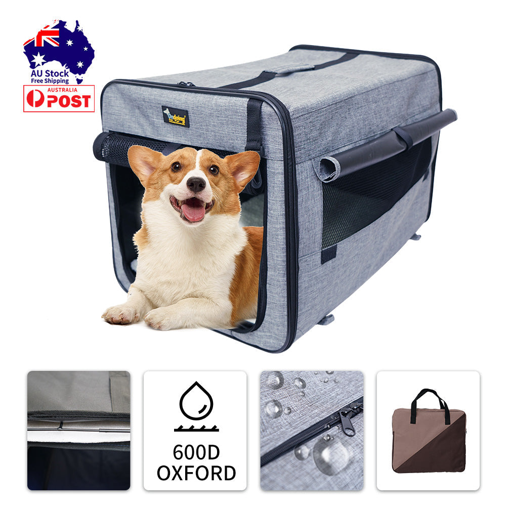 Pet Carrier Bag Soft Dog Crate Cage Kennel Tent House Foldable Portable Car Bed Grey 46x38x41CM