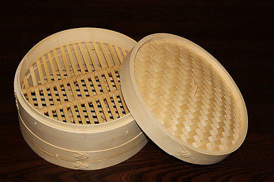 12 Inch Brand New Bamboo Steamer Set-2 Steamer Baskets With 1 Lid