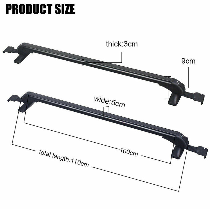 110cm Universal Car Roof Racks Carrier Adjustable Cross Bars Aluminium Alloy Lockable