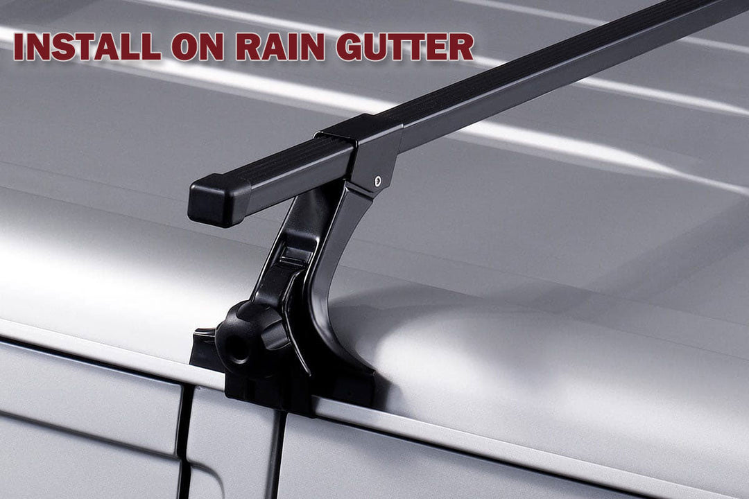 120cm Universal Rain Gutter Car Roof Rack Cross Bars Black Adjustable Brackets Large