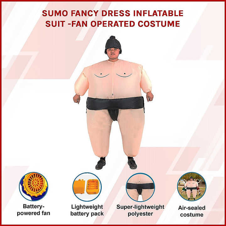 SUMO Fancy Dress Inflatable Suit -Fan Operated Costume