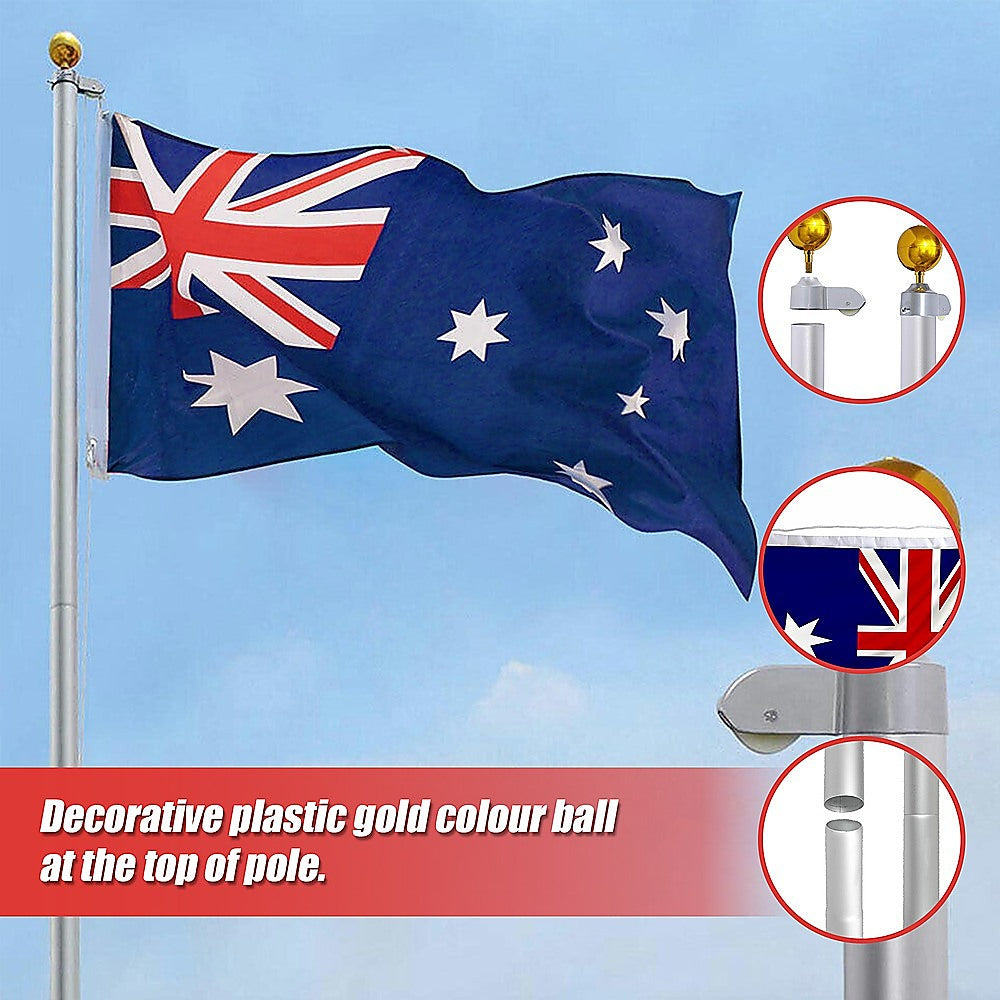 6.0m Flag Pole Full Set / Kit w Australian Flag