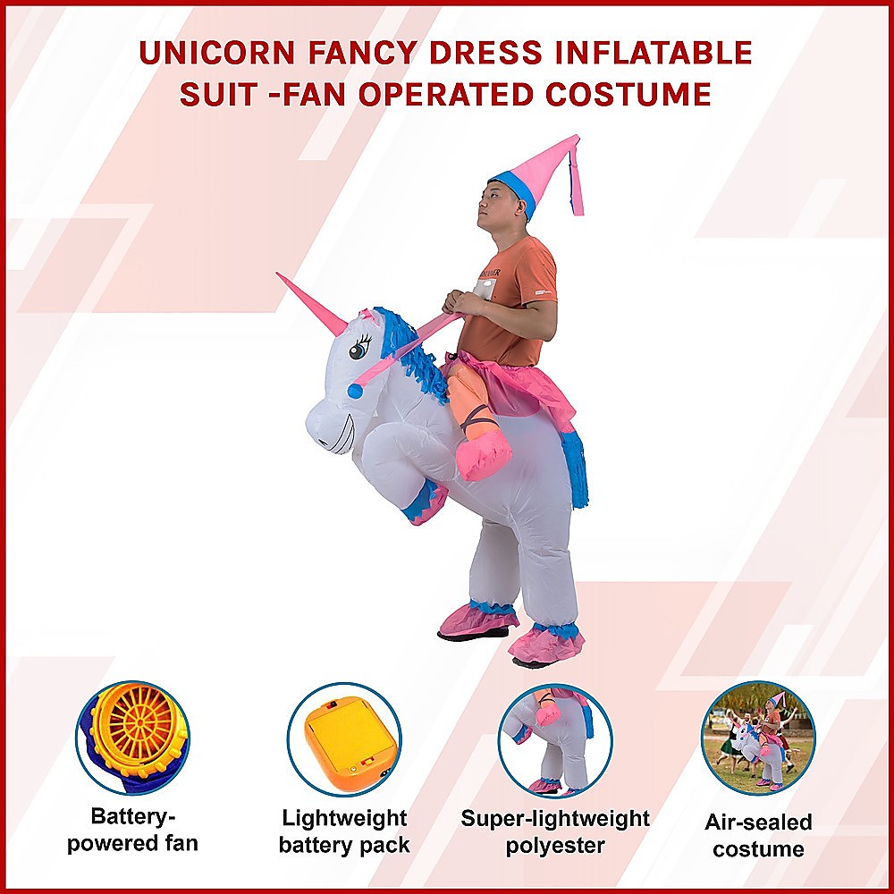 UNICORN Fancy Dress Inflatable Suit -Fan Operated Costume