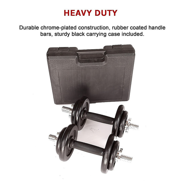 20kg Black Dumbbell Set with Carrying Case