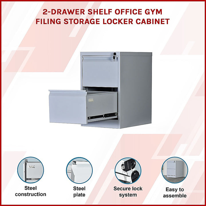 2-Drawer Shelf Office Gym Filing Storage Locker Cabinet