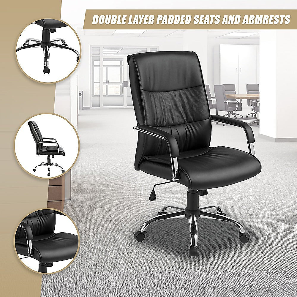 PU Leather Office Chair Executive Padded Black