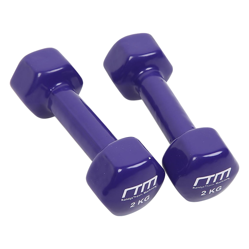 2kg Dumbbells Pair PVC Hand Weights Rubber Coated