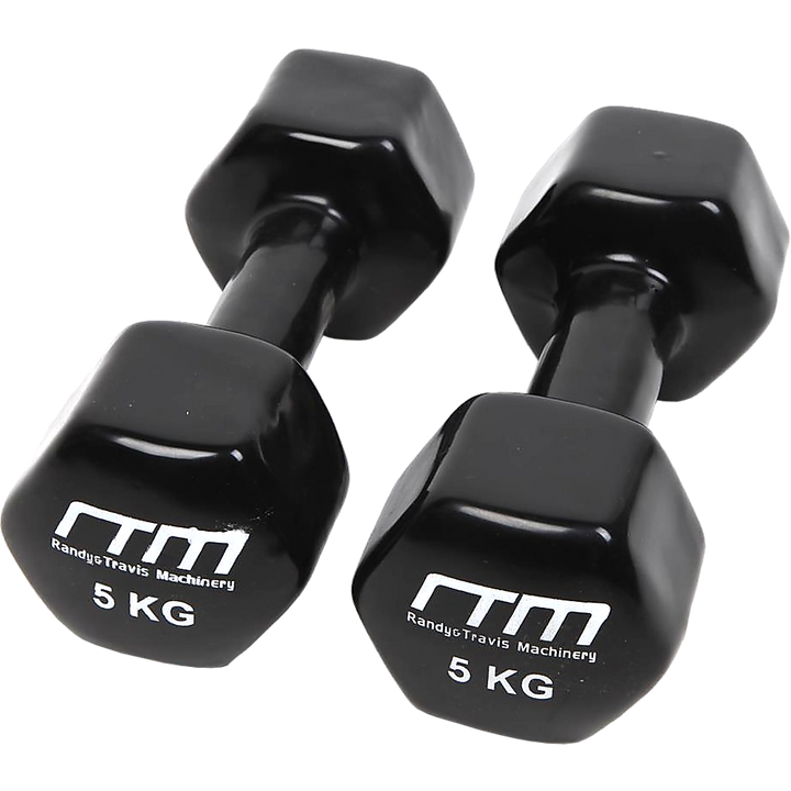 5kg Dumbbells Pair PVC Hand Weights Rubber Coated