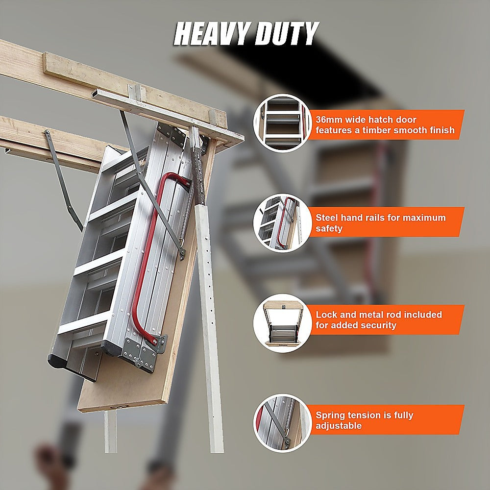 Deluxe Aluminium Attic Loft Ladder - 2700mm to 3050mm