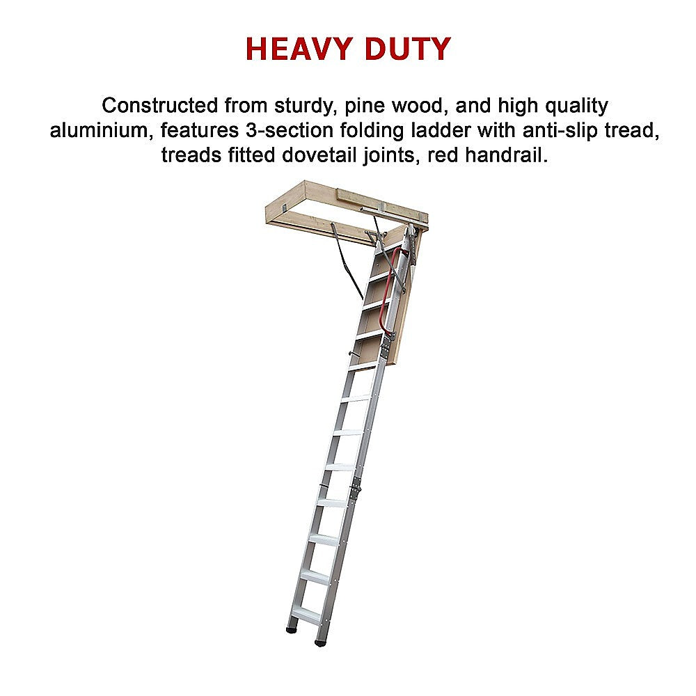 Deluxe Aluminium Attic Loft Ladder - 2700mm to 3050mm