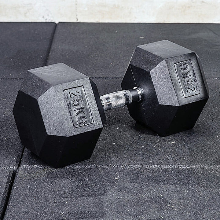 25KG Commercial Rubber Hex Dumbbell Gym Weight