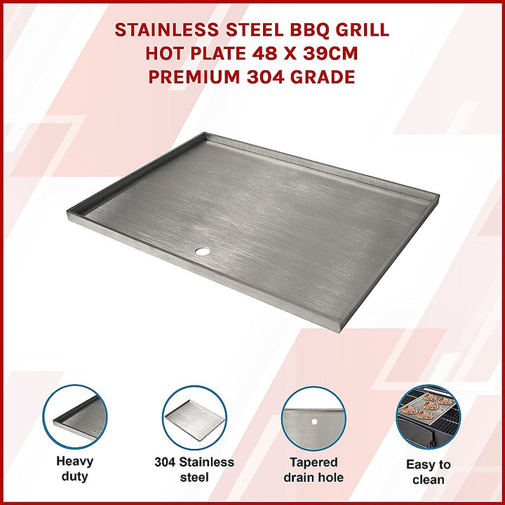 Stainless Steel BBQ Grill Hot Plate 48 X 39CM Premium 304 Grade