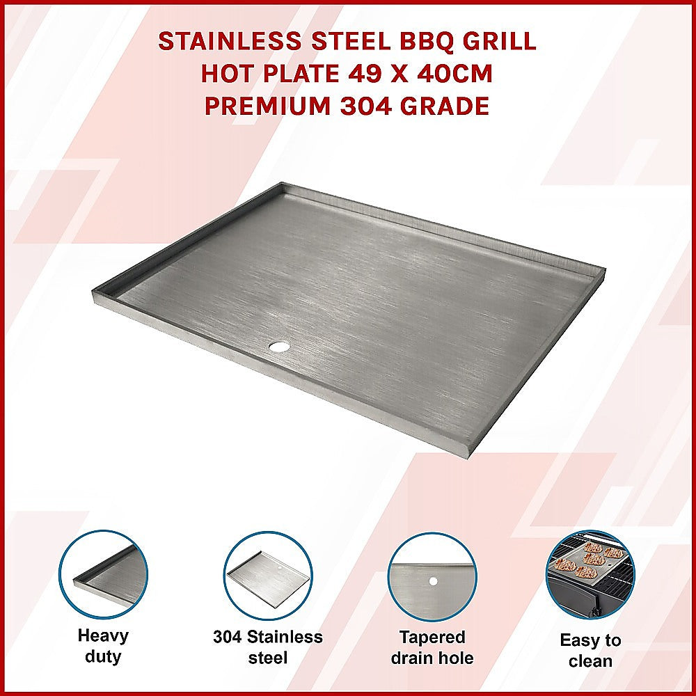 Stainless Steel BBQ Grill Hot Plate 49 X 40CM Premium 304 Grade