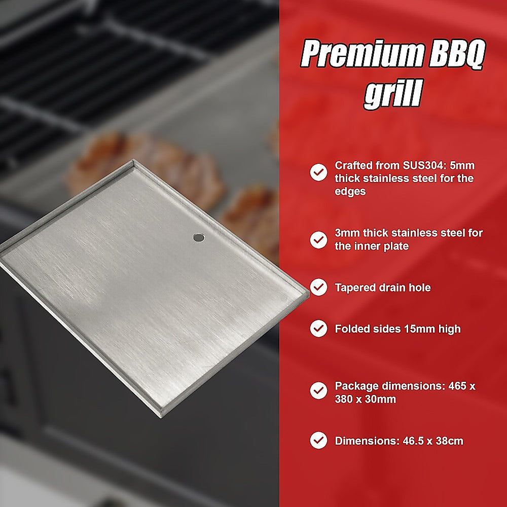 Stainless Steel BBQ Grill Hot Plate 46.5 x 38CM Premium 304 Grade