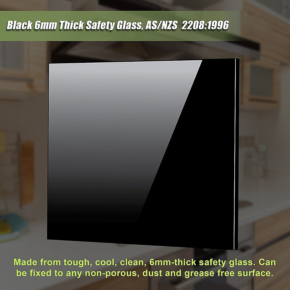 Toughened 60cm x 70cm Black Glass Kitchen Splashback