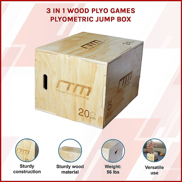 3 IN 1 Wood Plyo Games Plyometric Jump Box