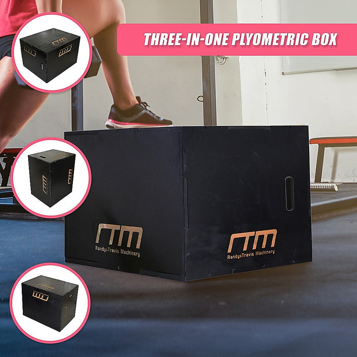 3 IN 1 Black Wood Plyo Games Plyometric Jump Box